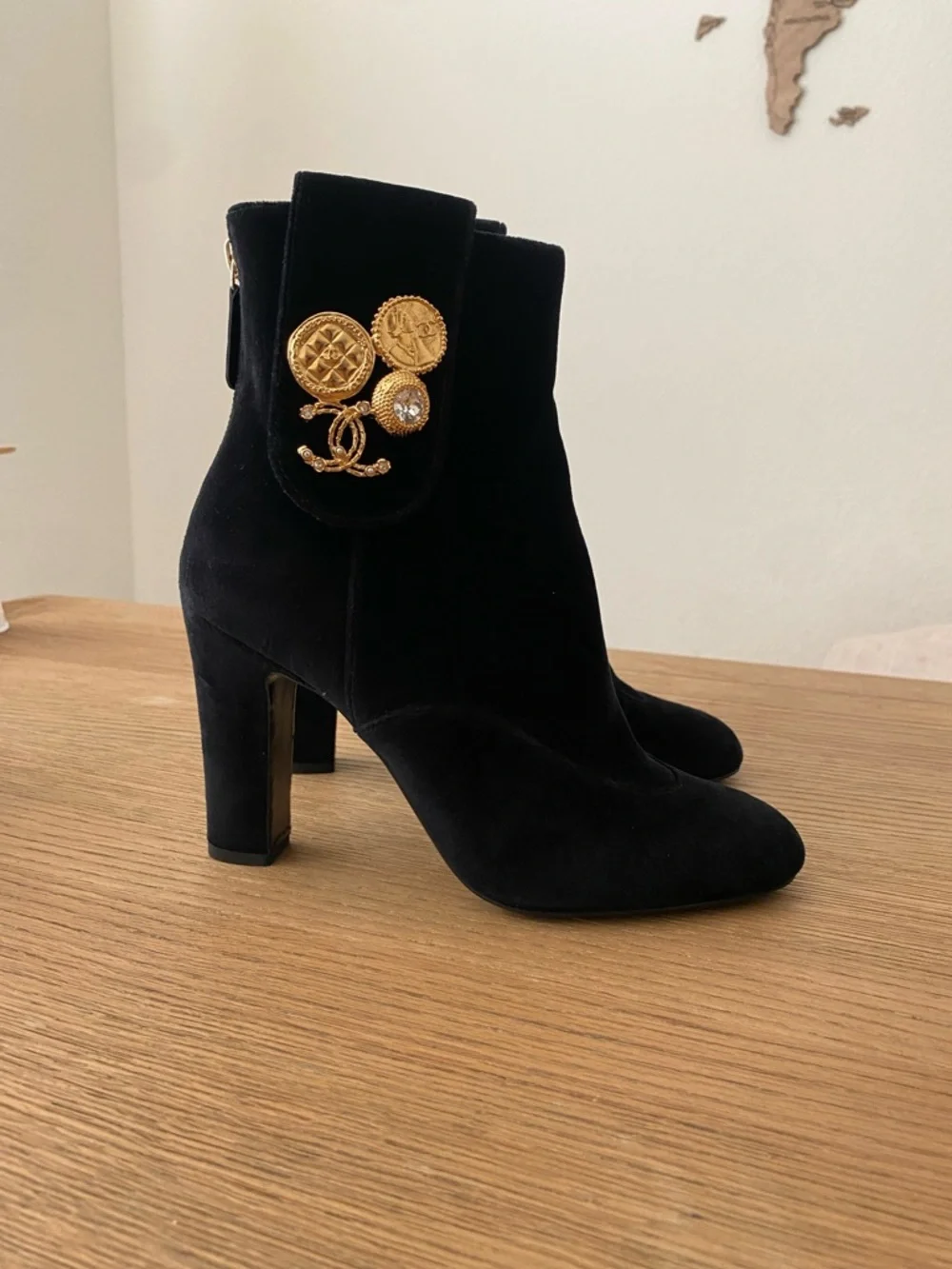Chanel coin pendant booties